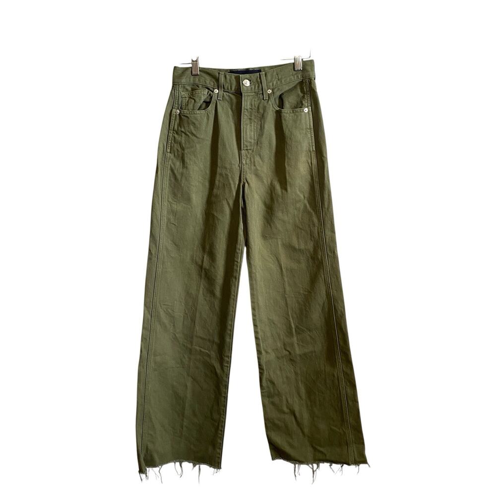 Veronica Beard Taylor Relaxed Wide Leg High Rise Khaki Cotton Pants Size 26